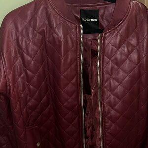 Fashion Nova Maroon Quilted Bomber Jacket